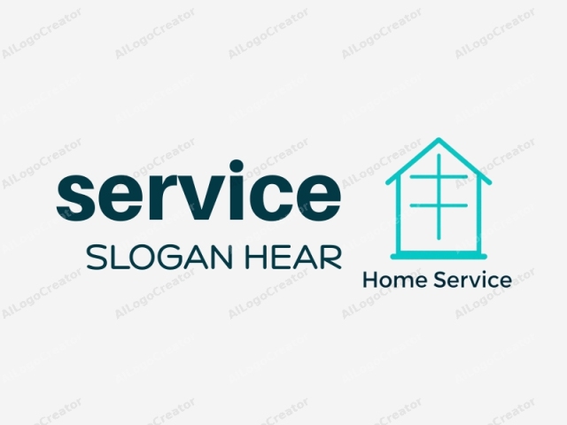 The logo is a simple, minimalist design with clean, modern lines. The image features a light turquoise house-shaped silhouette against a plain, white background. The house's roof is triangular, and it has a cross inside the roof. This cross symbol