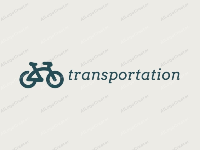 This is a minimalist, flat vector illustration of a bicycle, done in a dark teal color against a plain, off-white background. The bicycle is drawn in a simplified, geometric style, with clean, straight lines and no shading or textures. The