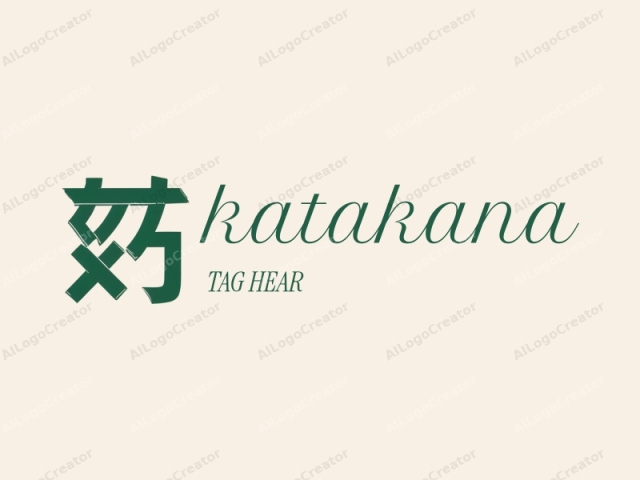 The logo image is a stylized representation of a Japanese character, rendered in a modern, minimalist design. It features a single, bold, dark green brushstroke letter, resembling a kanji character. The letter is placed centrally against a soft,