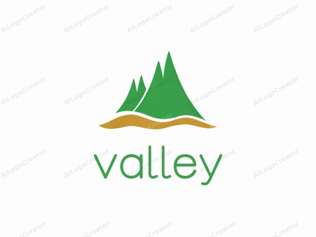 This logo is a simplistic and stylized illustration of three triangular mountains. The mountains are rendered in a solid, vibrant green color. They vary in height, with the tallest one positioned in the center and the shorter ones flanking it on either side