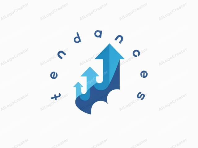 which is a simple, modern, and abstract design. This is a logo featuring three upward-pointing arrows of varying sizes, each represented in different shades of blue. The arrows are arranged in a triangular formation, with the smallest arrow at the base