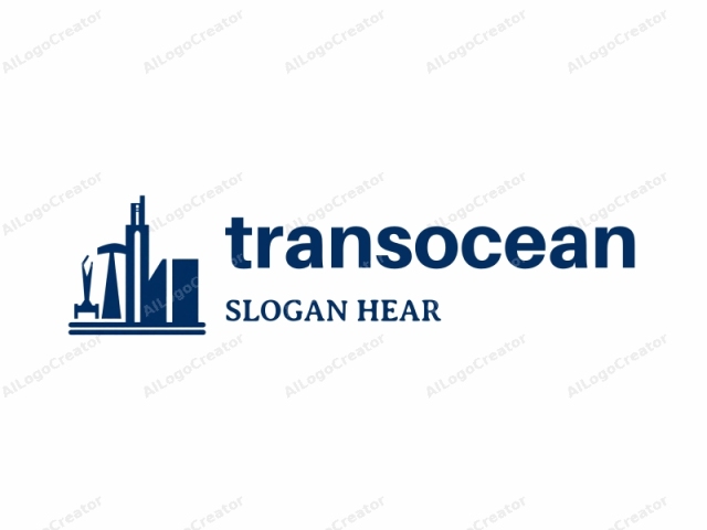 This digital logo, created in a minimalist style, features a dark blue silhouetted depiction of a cityscape on a white background. The elements include various modern architectural structures such as a tall, narrow skyscraper on the right side of the