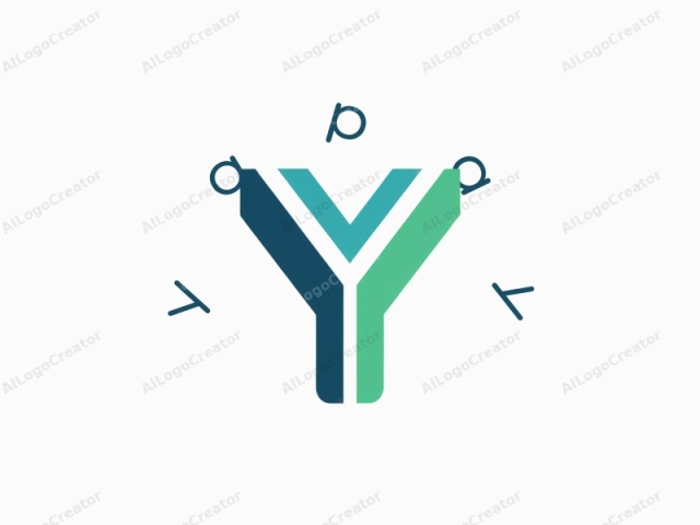 This logo features a sleek and modern design. It is composed of a stylized, abstract shape resembling a combination of the Greek letters "Y" and "V," which form a unique and dynamic logo. The colors used are primarily teal and green