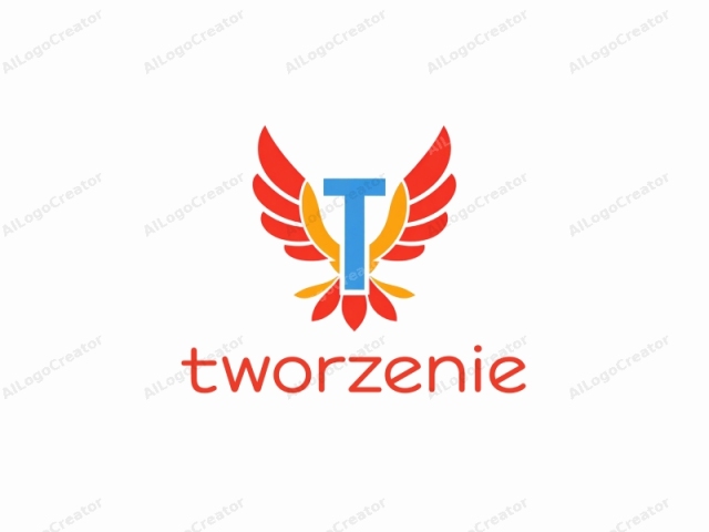 enfatizando elementos visuales y sus significados. Este logotipo es un diseño gráfico moderno y estilizado que presenta una letra "T" azul audaz centrada en la parte superior. La "T" está flanqueada por dos alas, cada una con un diseño intrincado.