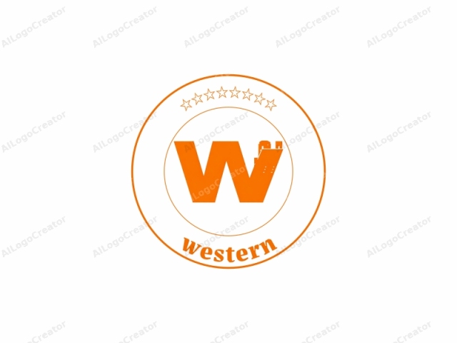 Dies ist ein einfaches, flaches Logo mit mutigen, geometrischen Formen. Die Hauptform ist ein orangefarbenes "W" (Großbuchstabe "W"). Der Buchstabe ist mit geraden, sauberen Linien stilisiert und hat einen leicht eckigen, industriellen Look. Super