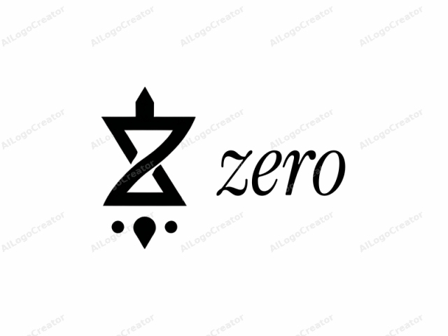 which features a stylized, geometric design rendered in bold, black shapes against a clean, white background. The logo is centered and symmetric. At the top, a large, triangular shape forms the base of a pyramid, with a smaller, triangular