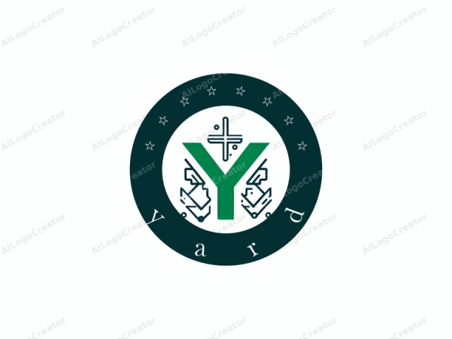 The logo features a simplified, abstract design. The central element is a large, bold "Y" formed in a thick, green line. Above the "Y," a white cross with black outlines stands prominently, symbolizing faith and religious affiliation.