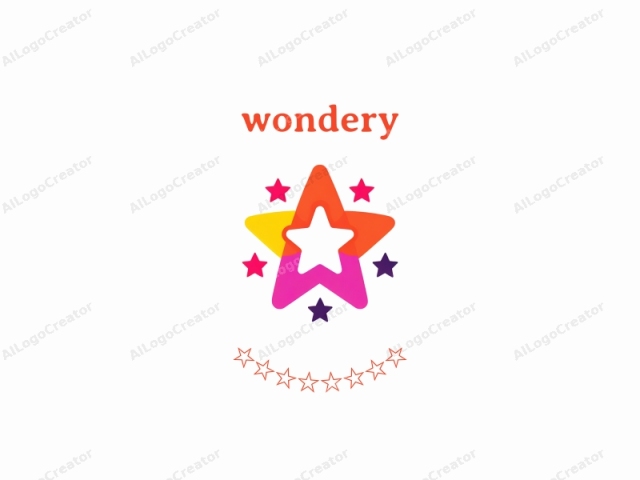 This is a digital logo composed of colorful, geometric shapes against a plain white background. The central design is an inverted star, with a large, bright orange pentagon forming its base. Inside the pentagon, a five-pointed star is outlined