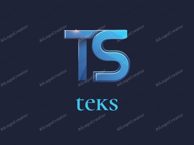 This digital logo features bold, stylized letters in a modern, sleek design. The primary focus is on the letters "T" and "S", which are rendered in a three-dimensional, shiny blue gradient, suggesting a metallic finish. The letters