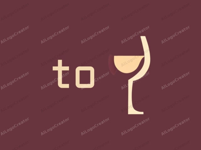 Das Bild ist ein minimalistisches, digitales Logo-Design, das vor einem einfarbigen burgunderroten Hintergrund platziert ist. Das Logo zeigt ein stilisiertes Weinglas mit einem hellbeigen Inneren und einem dunkelbraunen Stiel und Boden, das Wein symbolisiert. Das Weinglas ist zentral positioniert und