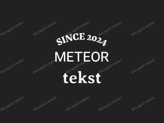 這是一個為單詞"METEOR"設計的極簡標誌圖像。圖像具有鮮明、乾淨的外觀，採用黑白單色調。背景為純黑色，與居中的文字形成強烈對比。