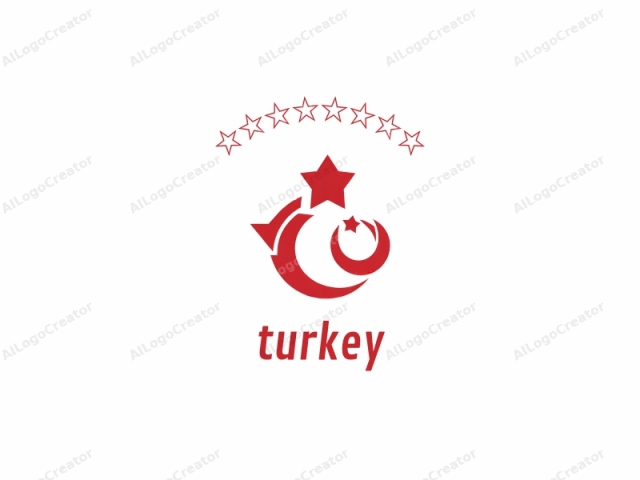 This is a stylized logo, primarily composed of red, angular shapes set against a plain white background. The main components include a large star in the top-left quadrant and a smaller star in the top-right quadrant, all five-pointed. In