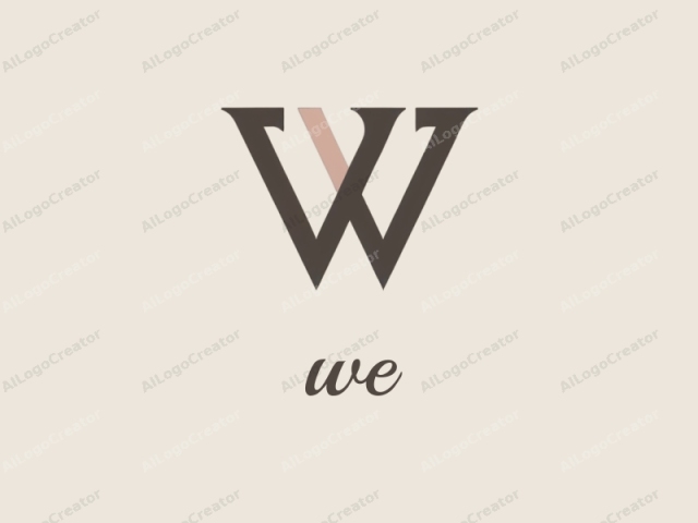 Das Bild ist ein minimalistisches, abstraktes Logo mit einem sauberen, modernen Design. Der zentrale Fokus liegt auf einem großen, stilisierten Buchstaben "W", der aus zwei unterschiedlichen Linien besteht: einer dickeren und einer dünneren. Die dicke Linie ist in einem satten