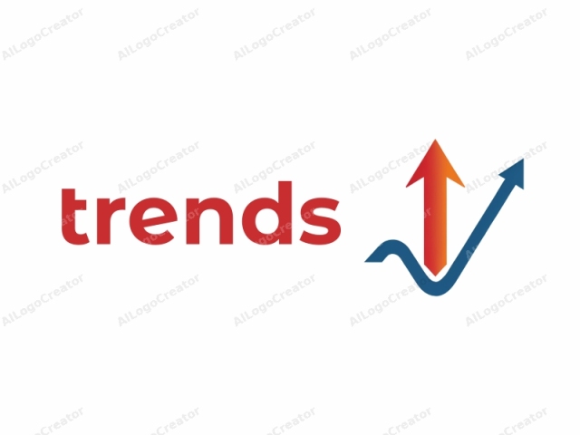 This is a minimalist digital logo composed of two distinct geometric shapes against a plain white background. The design is characterized by bold and straightforward lines. At the center, a tall, upward-pointing red arrow with a triangular tip stretches from the bottom of