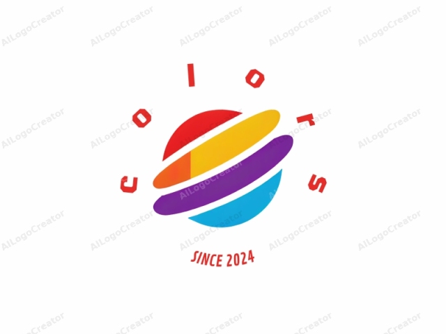 a vibrant, abstract design. This logo features a stylized, simplified globe. The globe is rendered in a smooth, digital art style with a minimalistic approach. It consists of three broad, curved segments, each representing a different color band.