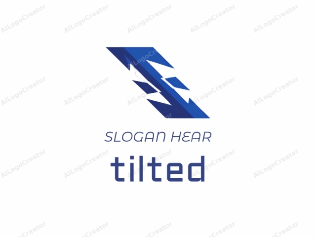 Dieses Logo-Bild zeigt ein mutiges, modernes, geometrisches Design in Blau und Schwarz. Die Komposition ist minimalistisch und abstrakt und besteht aus einer stilisierten "Z"-Form, die in zwei Teile geteilt ist und einen scharfen, diagonalen Winkel bildet. Das obere Segment