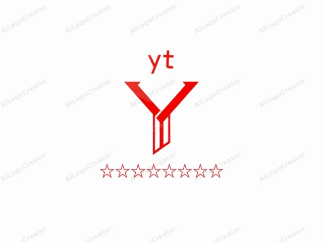 This is a digital graphic logo with a minimalist, geometric design. The primary element is a stylized letter "Y" with bold, clean lines. The logo is predominantly rendered in bright red against a stark white background, enhancing its visibility and creating