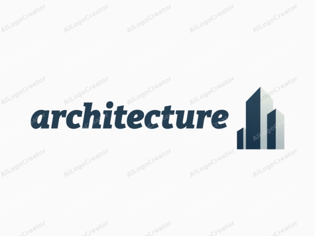 This is a minimalist, abstract logo design featuring a stylized representation of skyscrapers. The design is rendered in a modern, sleek, and clean style, with a focus on geometric shapes and gradients. The central motif is a trio of tall