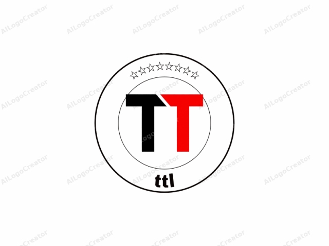 La imagen es un logo simple, moderno y minimalista que presenta las letras "TT" sobre un fondo blanco. La letra "T" a la izquierda se representa en una fuente negra, en mayúsculas, con bordes limpios y rectos. La letra "