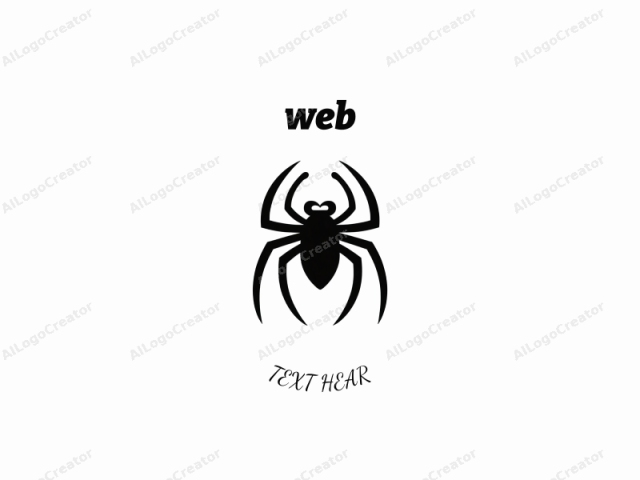 This is a simple black and white logo of a spider, rendered in a digital medium. The image features a clear and bold silhouette of the spider centered against a white background. The spider is portrayed in a stylized, minimalist fashion with thick,