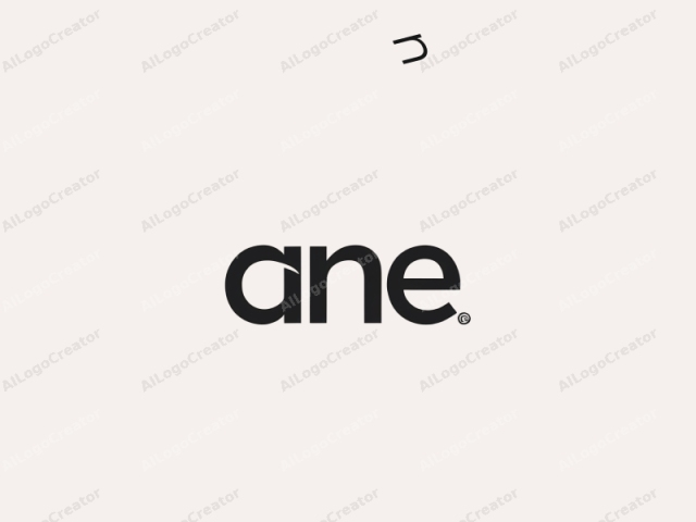 en el estilo de diseño moderno y minimalista. Esta imagen muestra un logo minimalista para una empresa o marca llamada "ANE". El logo está compuesto por dos elementos principales: el nombre de la empresa y una marca de logo estilizada. El nombre de la empresa está escrito en un estilo moderno