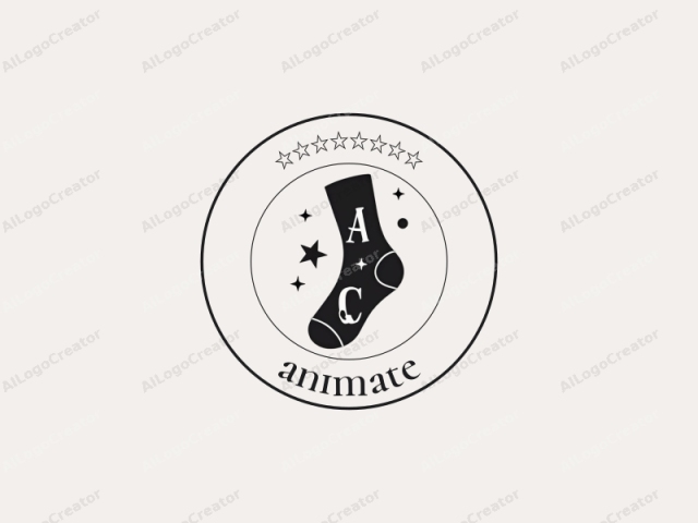 This minimalist logo features a pair of black socks against a plain, off-white background. The socks are stylized, with a simplistic design that lacks any detailed textures or shading, giving them a flat, two-dimensional appearance. Each sock has a rounded