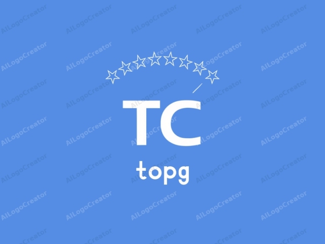 The image is a digital graphic with a minimalist design. It features the letter "T" and the letter "C" prominently centered against a solid blue background. Both letters are bold and white, creating a stark contrast with the blue hue. The