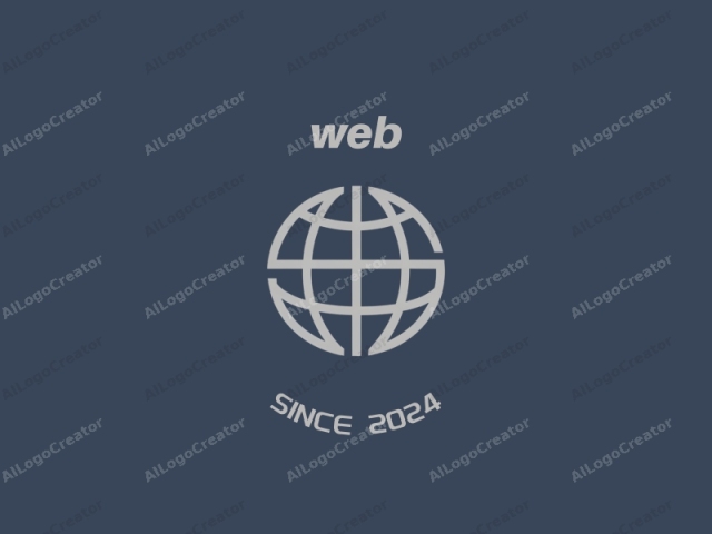 featuring a minimalist design that emphasizes clarity and simplicity. This image is a clean, geometric logo that represents a globe. It is centered on a solid, dark blue background, providing a stark contrast that makes the logo stand out prominently. The globe is