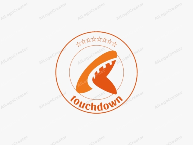 focusing on its visual elements. This is a minimalist logo design. The central figure is a stylized abstract shape resembling a wing or a curved arrow, with a smooth, organic contour. The color scheme is dominated by a vibrant, warm orange,