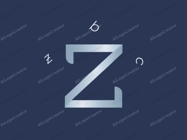 ภาพนี้เป็นโลโก้แบบมินิมอลและนามธรรม ที่มีตัวอักษร "Z" ตัวใหญ่เพียงตัวเดียวอยู่ตรงกลางบนพื้นหลังสีน้ำเงินเข้มทึบ ตัว "Z" ถูกออกแบบด้วยสีเงินโลหะที่เรียบเนียน ให้ความรู้สึกเงาและสะท้อนแสง