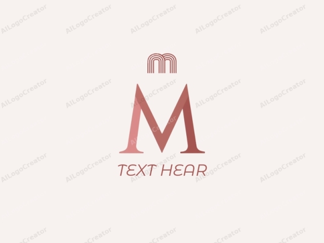 La imagen es un logotipo simple y limpio compuesto por un solo carácter 'M' en una fuente serif. El carácter está centrado sobre un fondo beige claro. La fuente serif añade un toque clásico al diseño. La 'M' se representa en