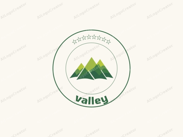 which consists of a stylized mountain range. The design features three triangular peaks that form a symmetrical arrangement, each peak representing a different level of the mountain. The peaks are rendered in a gradient color scheme, with the lowest peak in a bright