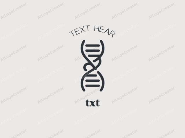這張圖片是一個簡單、極簡的標誌，以深黑色DNA雙螺旋設計為特色，背景為乾淨的淺灰色。標誌使用乾淨的線條和幾何形狀創建，沒有任何漸變或紋理，賦予其現代、扁平的外觀。