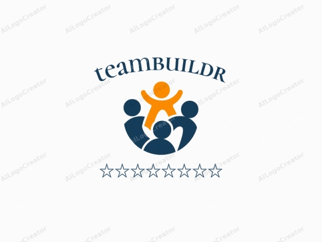 focusing on clarity and detail. This is a simple, stylized logo featuring four human figures and an orange child figure in a circle. The circle is drawn in a dark blue color with the four figures and the child figure in the middle. The