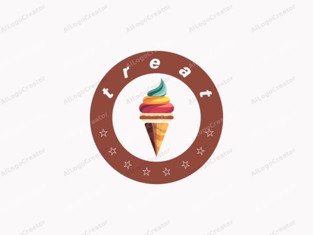 featuring a stylized ice cream cone. This digital illustration depicts a whimsical, abstract ice cream cone. The cone itself is designed in a geometric, minimalist style with sharp, clean edges, and it features a smooth, conical shape with an inverted