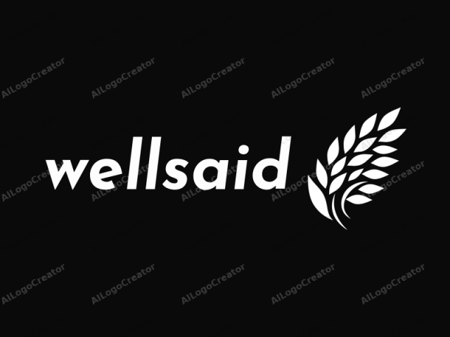 This is a minimalist, digital logo depicting a stylized ear of wheat, rendered in white on a solid black background. The wheat is depicted in an abstract, streamlined manner, with sharp, clean lines and geometric shapes. The ear of wheat is