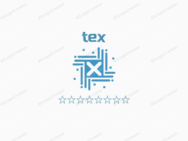 Dies ist ein einfaches, geometrisches Logo, das aus blauen Linien und Formen auf weißem Hintergrund besteht. Das Design ist symmetrisch und zeigt ein zentrales Quadrat mit einem weißen "X" in der Mitte. Um das Quadrat herum befinden sich vier identische blaue Linien, jede