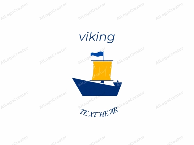 The logo image features a stylized, minimalist drawing of a ship, executed in a flat, digital art style. The ship is predominantly dark blue, with smooth, clean lines. Its bow is pointed, and the stern has a slight upward curve