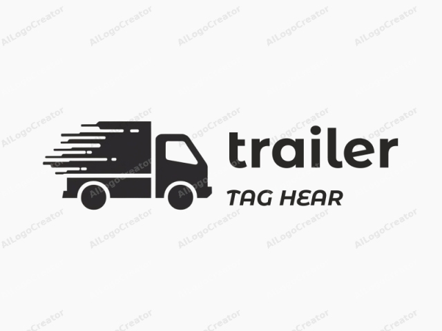 The logo is a black, vector-style icon of a truck in motion. The truck is depicted in a simplistic, minimalistic design, with a bold outline and flat colors. It has a boxy, angular shape with a cab at the front