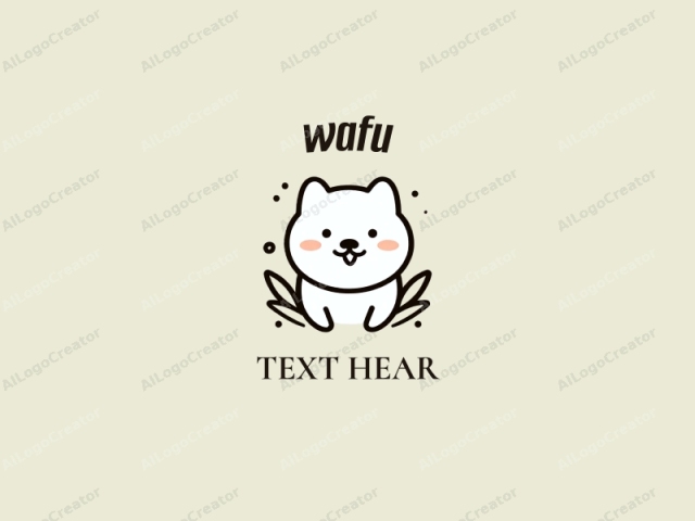 focusing on its texture, style, and overall design. The logo image is a minimalist, digital cartoon illustration depicting a cute, cartoonish dog character. The background is a solid, light beige color, which provides a neutral, calming backdrop that does