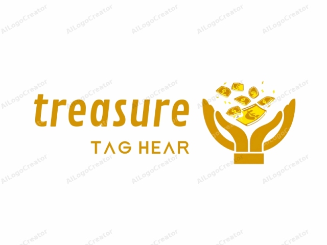 This image is a simple, digital logo design featuring two large, open hands in an upward gesture. The hands are depicted in a warm golden-yellow hue, symbolizing wealth or generosity. The fingers are slightly curved and the palms face upwards, inviting