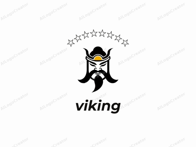 This logo features a stylized, minimalist design depicting a fierce warrior's head. The figure is rendered in bold, black and yellow lines against a plain white background, emphasizing its simplicity. The warrior's face is angular and expressive, with prominent,