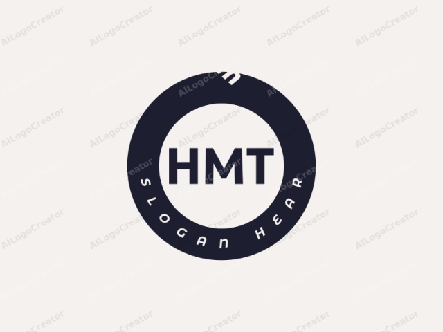 La imagen es un logo digital que presenta las letras "HMT" en una fuente sans-serif en negrita y mayúsculas. Las letras son de un azul oscuro, destacándose prominentemente sobre un fondo liso de color blanco roto. El logo está centrado y ocupa la mayor parte del