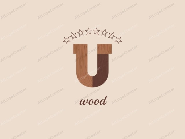 This image features a stylized uppercase "U" in a minimalist, modern design. The letter "U" is composed of two main colors: light brown at the top and a darker brown at the bottom. The lighter brown portion of the letter