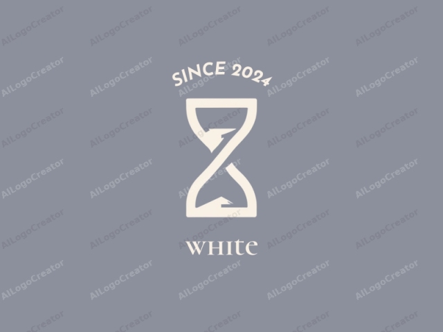 Dieses minimalistische Logo zeigt eine weiße, stilisierte Figur einer Sanduhr, die vor einem glatten, mittelgrauen Hintergrund zentriert ist. Die Sanduhr ist mit einem einzigartigen Design dargestellt, bei dem die beiden Hälften des Glases unten verbunden sind, wodurch ein