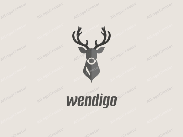 The logo image features a minimalist, stylized drawing of a deer's head and antlers in grayscale, against a plain, light beige background. The deer's head is centrally positioned, facing forward with its antlers curving gracefully upwards. The