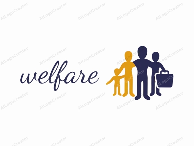 This is a digital logo illustration depicting a family of three, featuring stylized, simple, and flat human figures. The logo consists of three main figures: a parent on the left, a child in the center, and another parent on the right