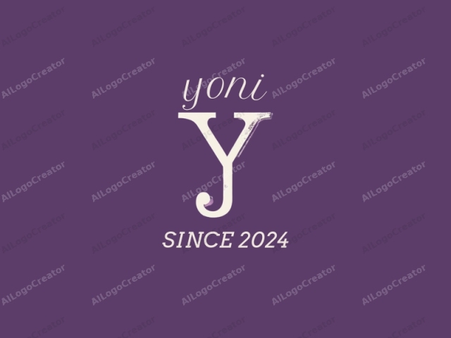 The image is a minimalist digital graphic centered on a solid, deep purple background. The subject of the graphic is the lowercase letter "y". The letter "y" is rendered in a bold, serif font, which adds a touch of elegance and