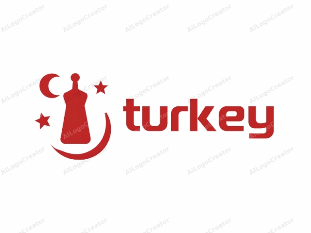 featuring a minimalist and geometric design. The logo consists of a central figure, depicted in solid red, set against a plain white background. The central figure is stylized to resemble an upside-down, simplified oil lamp or traditional candlestick holder with a