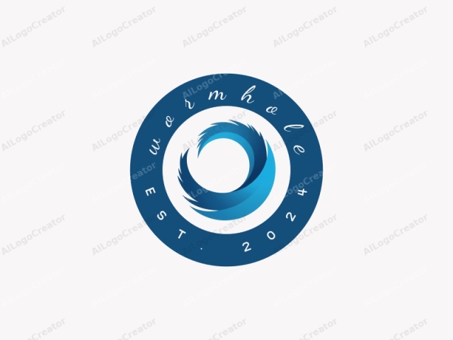 This is a digital illustration of a modern, abstract logo. The design features a circular motif composed of three distinct blue segments. The outermost segment is the largest and has a gradient that transitions from dark blue at the top to light blue at the